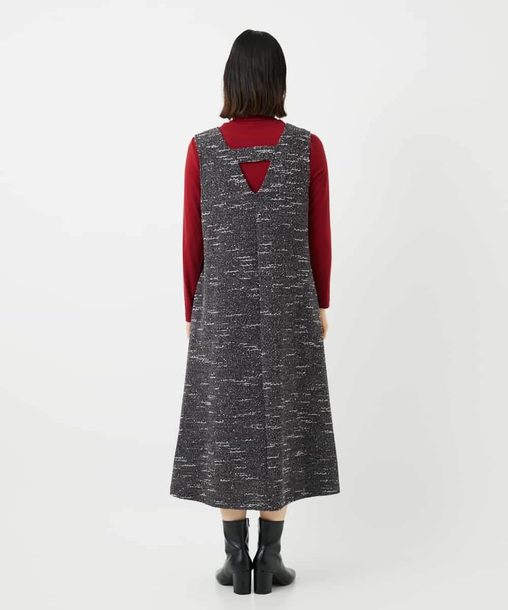 NSEAF85250 Maison de CINQ(メゾン ドゥ サンク) ニットツイードワンピース ダークグレー系