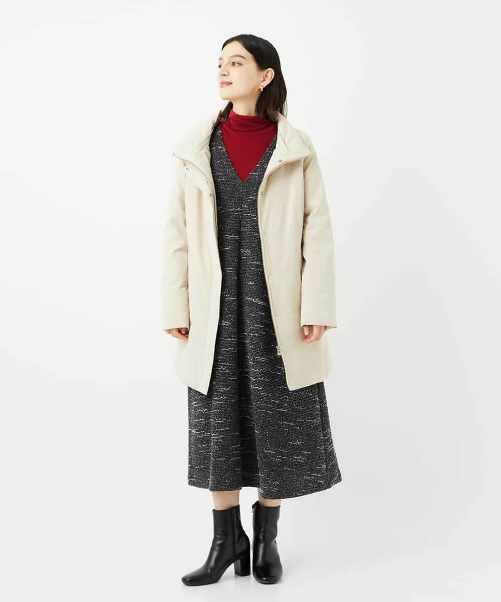 NSEAF85250 Maison de CINQ(メゾン ドゥ サンク) ニットツイードワンピース ダークグレー系
