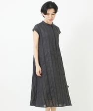 NSEHC90360 Maison de CINQ(メゾン ドゥ サンク) コットンリネンドビーストライプワンピース ダークグレー