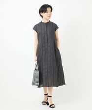 NSEHC90360 Maison de CINQ(メゾン ドゥ サンク) コットンリネンドビーストライプワンピース ダークグレー