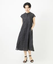 NSEHC90360 Maison de CINQ(メゾン ドゥ サンク) コットンリネンドビーストライプワンピース ダークグレー