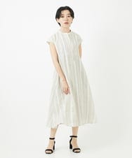 NSEHC90360 Maison de CINQ(メゾン ドゥ サンク) コットンリネンドビーストライプワンピース ダークグレー