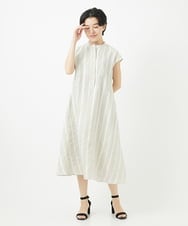 NSEHC90360 Maison de CINQ(メゾン ドゥ サンク) コットンリネンドビーストライプワンピース ダークグレー