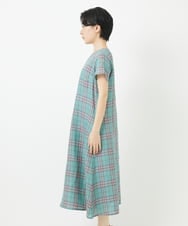 NSEHC91330 Maison de CINQ(メゾン ドゥ サンク) リネンチェックワンピース グリーン系