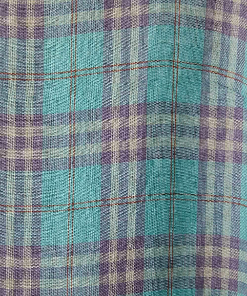 NSEHC91330 Maison de CINQ(メゾン ドゥ サンク) リネンチェックワンピース グリーン系