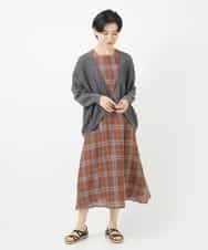 NSEHC91330 Maison de CINQ(メゾン ドゥ サンク) リネンチェックワンピース グリーン系
