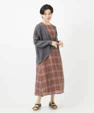 NSEHC91330 Maison de CINQ(メゾン ドゥ サンク) リネンチェックワンピース グリーン系