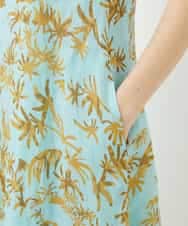 NSEHC92330 Maison de CINQ(メゾン ドゥ サンク) リーフ柄フレンチスリーブワンピース グリーン系