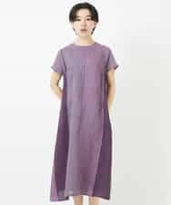 NSEHC93360 Maison de CINQ(メゾン ドゥ サンク) リネンマルチストライプワンピース パープル系