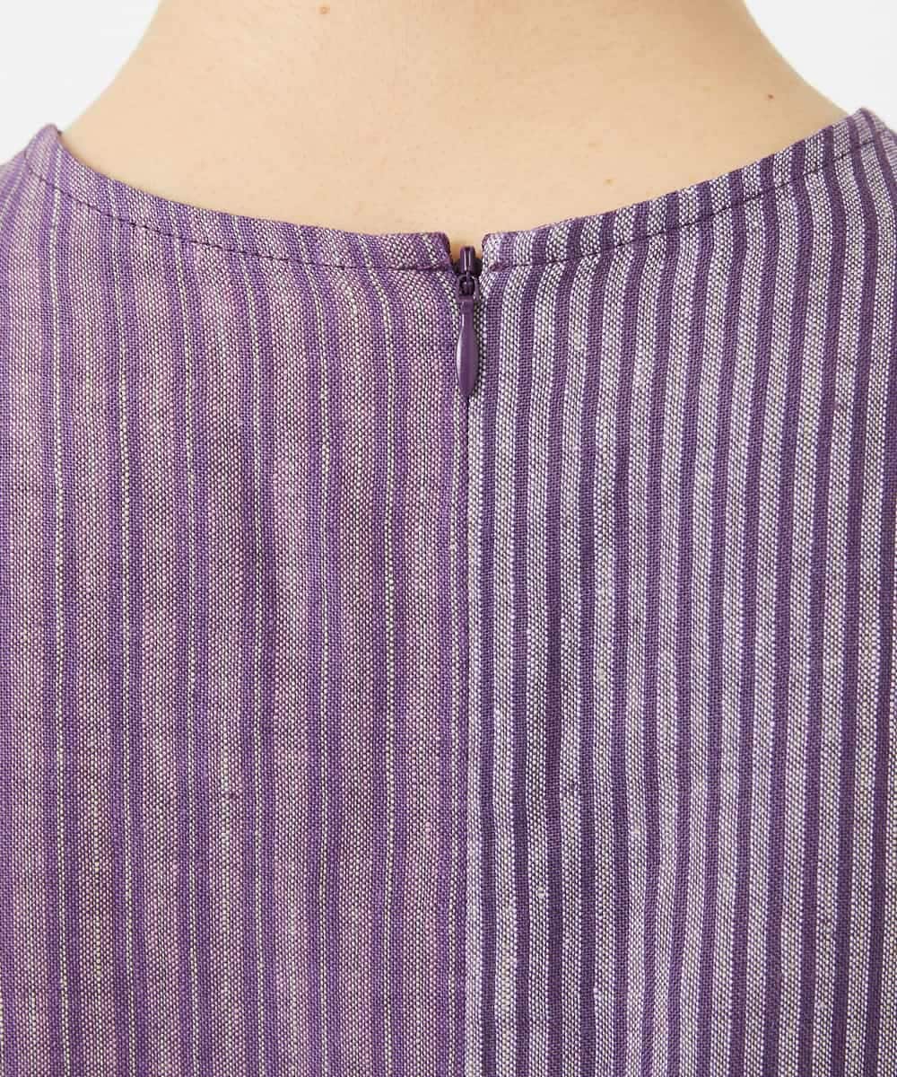 NSEHC93360 Maison de CINQ(メゾン ドゥ サンク) リネンマルチストライプワンピース パープル系