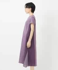 NSEHC93360 Maison de CINQ(メゾン ドゥ サンク) リネンマルチストライプワンピース パープル系