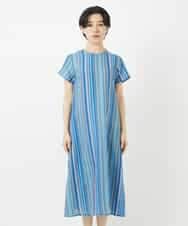 NSEHC93360 Maison de CINQ(メゾン ドゥ サンク) リネンマルチストライプワンピース パープル系
