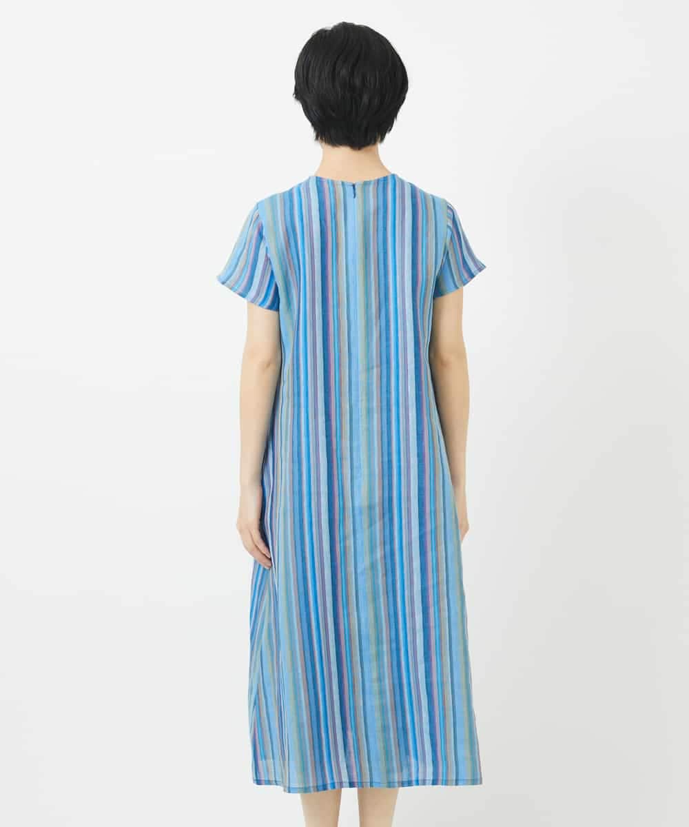 NSEHC93360 Maison de CINQ(メゾン ドゥ サンク) リネンマルチストライプワンピース パープル系