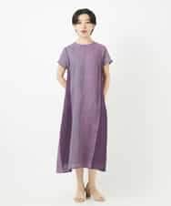 NSEHC93360 Maison de CINQ(メゾン ドゥ サンク) リネンマルチストライプワンピース パープル系