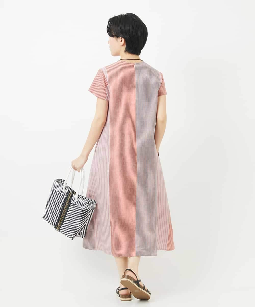 NSEHC93360 Maison de CINQ(メゾン ドゥ サンク) リネンマルチストライプワンピース パープル系