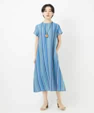 NSEHC93360 Maison de CINQ(メゾン ドゥ サンク) リネンマルチストライプワンピース パープル系