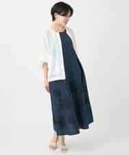 NSEJC96360 Maison de CINQ(メゾン ドゥ サンク) リーフ柄刺しゅうワンピース カーキ