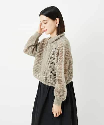 NSFAF81230  透かし編みショート丈ハイネックニット