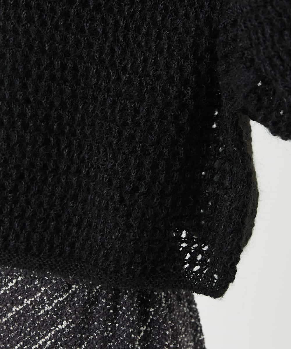 NSFAF81230 Maison de CINQ(メゾン ドゥ サンク) 透かし編みショート丈ハイネックニット ブラック