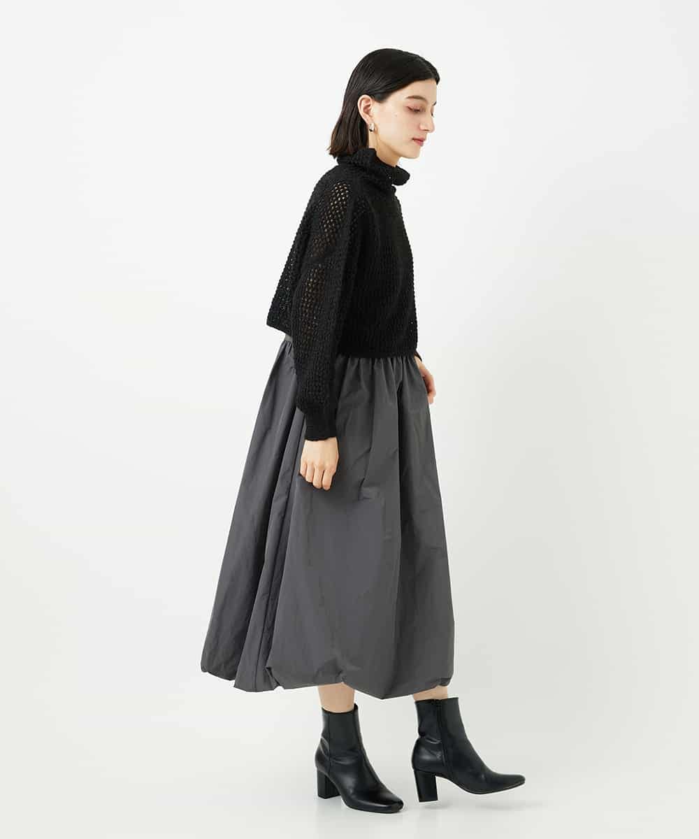 NSFAF81230 Maison de CINQ(メゾン ドゥ サンク) 透かし編みショート丈ハイネックニット ブラック