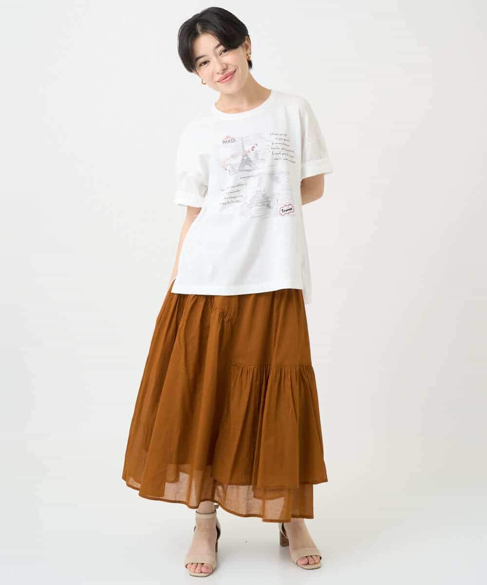 NSHJC95230 Maison de CINQ(メゾン ドゥ サンク) ランダムギャザースカート ブラウン