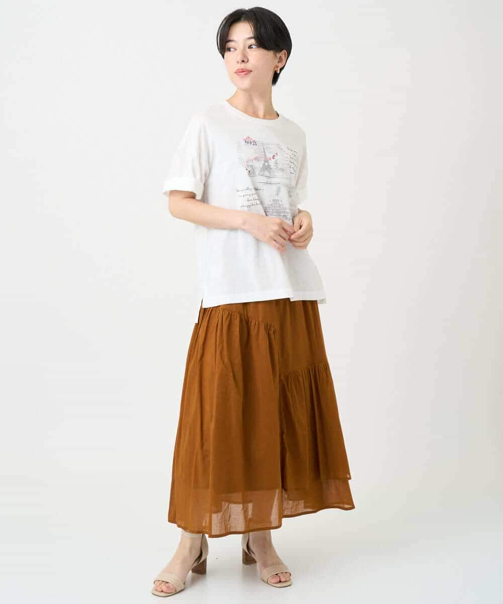 NSHJC95230 Maison de CINQ(メゾン ドゥ サンク) ランダムギャザースカート ブラウン