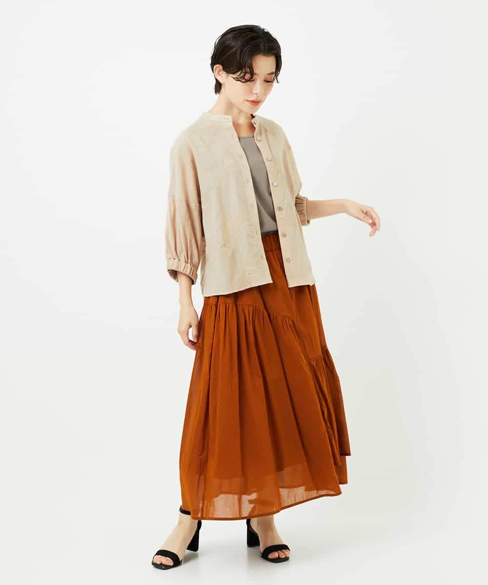 NSHJC95230 Maison de CINQ(メゾン ドゥ サンク) ランダムギャザースカート ブラウン