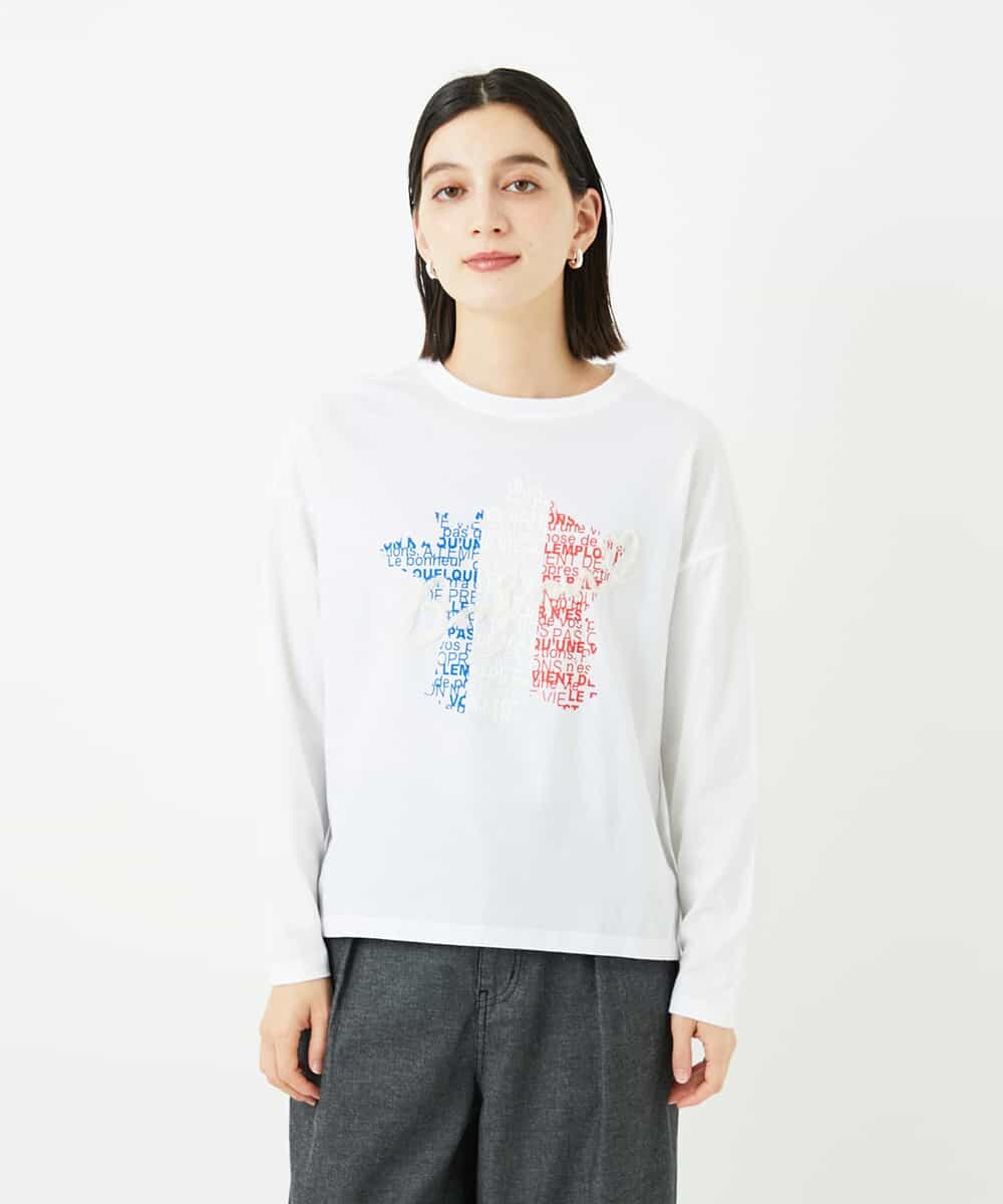 NSKAF97170 Maison de CINQ(メゾン ドゥ サンク) ロゴ刺繍コットンカットソー ブルーグリーン