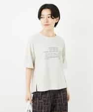 NSKHC90160 Maison de CINQ(メゾン ドゥ サンク) ワイドシルエット刺繡デザインTシャツ ベージュ