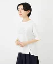 NSKHC90160 Maison de CINQ(メゾン ドゥ サンク) ワイドシルエット刺繡デザインTシャツ ベージュ