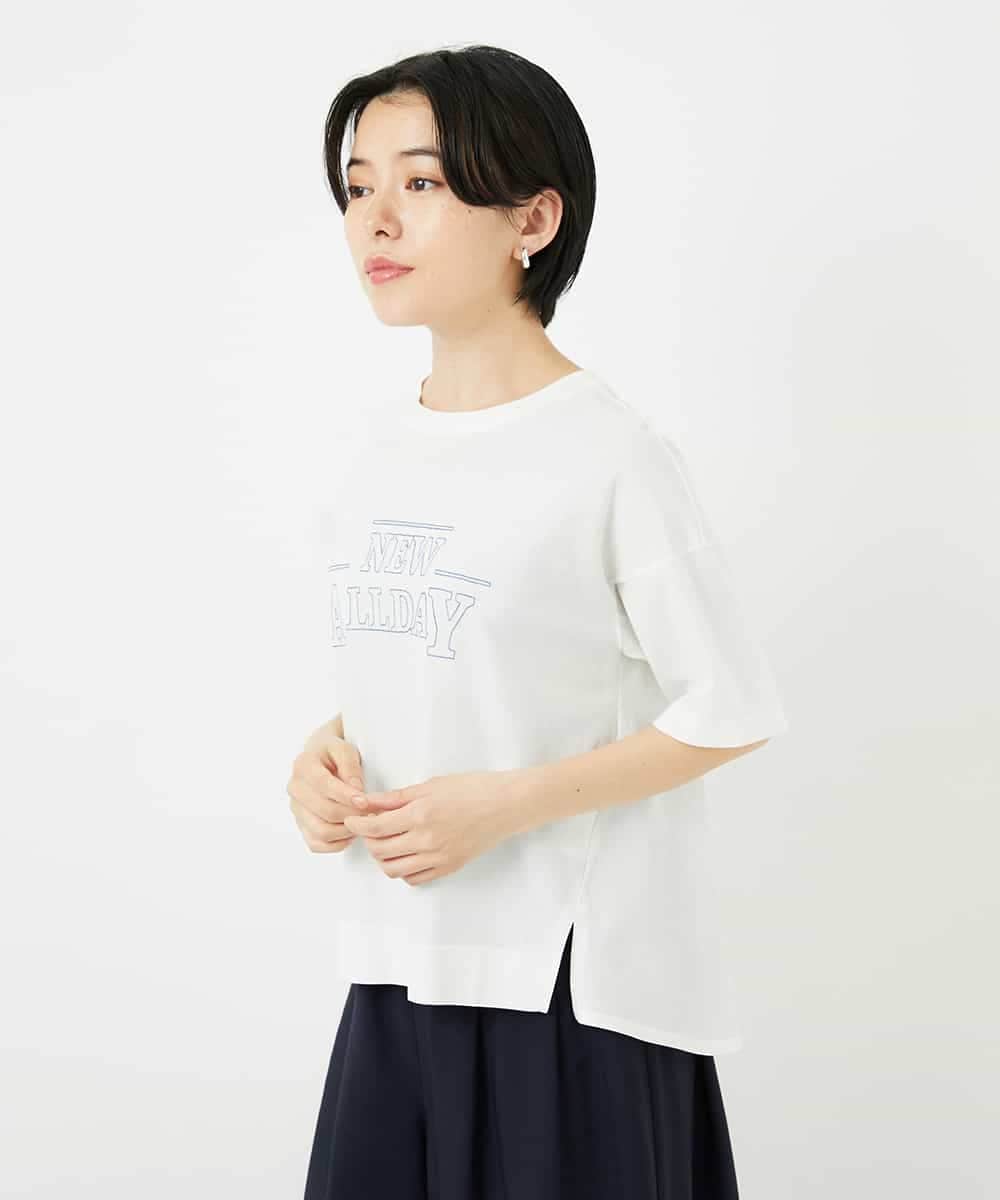 NSKHC90160 Maison de CINQ(メゾン ドゥ サンク) ワイドシルエット刺繡デザインTシャツ ベージュ