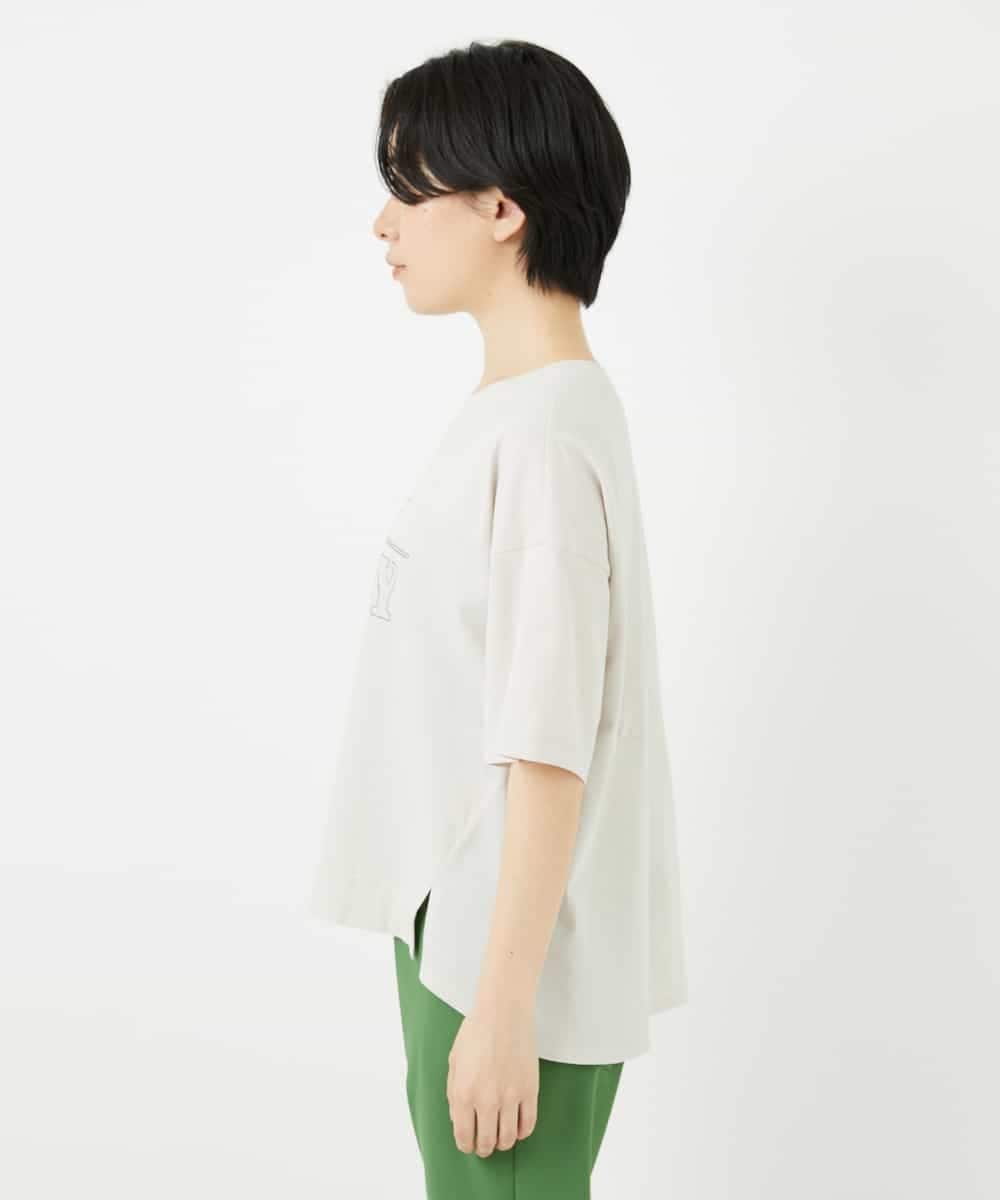 NSKHC90160 Maison de CINQ(メゾン ドゥ サンク) ワイドシルエット刺繡デザインTシャツ ベージュ