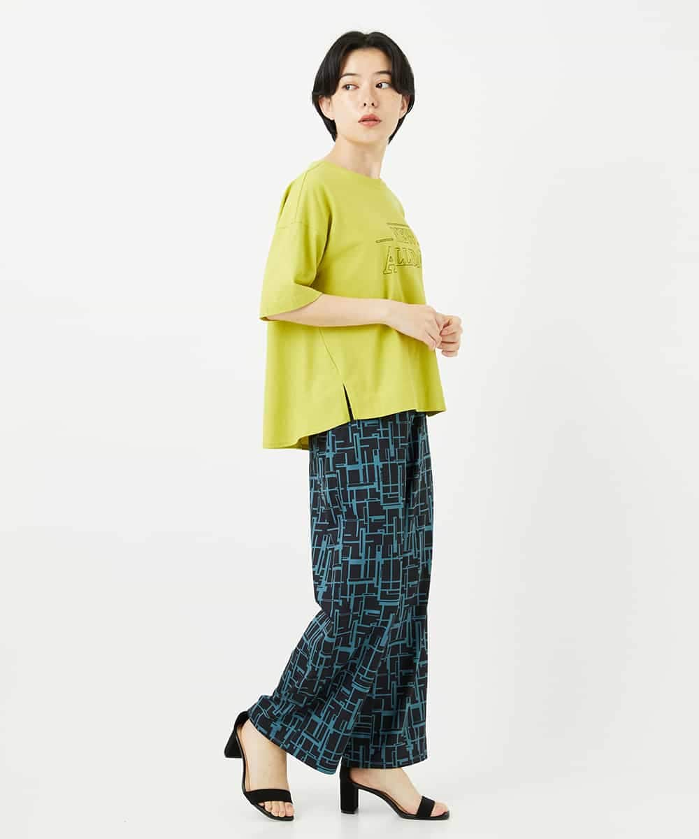 NSKHC90160 Maison de CINQ(メゾン ドゥ サンク) ワイドシルエット刺繡デザインTシャツ ベージュ