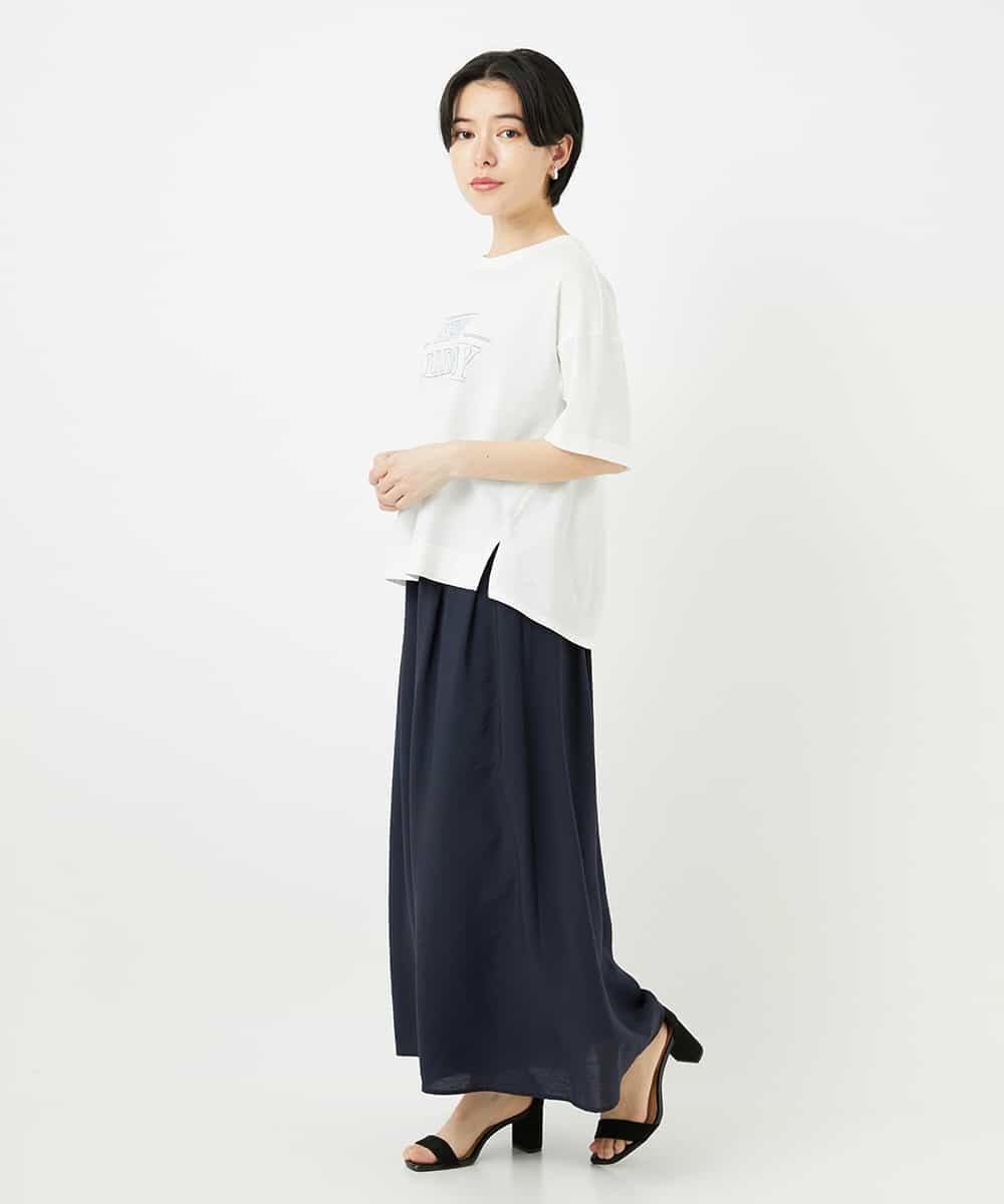 NSKHC90160 Maison de CINQ(メゾン ドゥ サンク) ワイドシルエット刺繡デザインTシャツ ベージュ