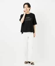 NSKHC90160 Maison de CINQ(メゾン ドゥ サンク) ワイドシルエット刺繡デザインTシャツ ベージュ