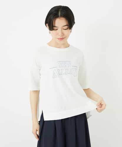 Maison de CINQ(メゾン ドゥ サンク) ワイドシルエット刺?デザインTシャツ ホワイト/白 36