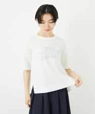 NSKHC90160 Maison de CINQ(メゾン ドゥ サンク) ワイドシルエット刺繡デザインTシャツ ホワイト