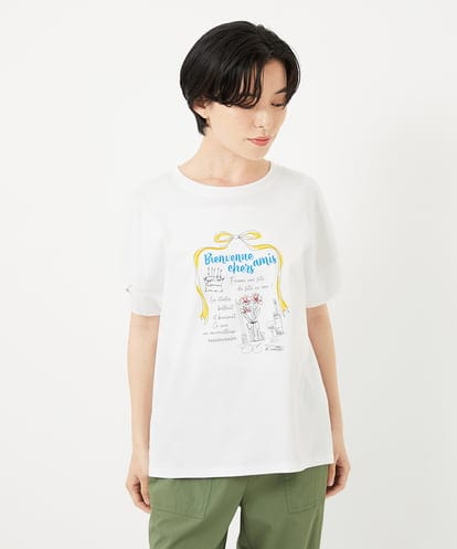 Maison de CINQ(メゾン ドゥ サンク) プリント刺繍コットンTシャツ ホワイト/白 36