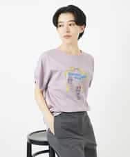 NSKHC91190 Maison de CINQ(メゾン ドゥ サンク) プリント刺繍コットンTシャツ パープル