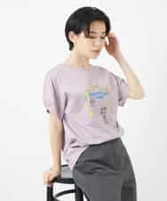 NSKHC91190 Maison de CINQ(メゾン ドゥ サンク) プリント刺繍コットンTシャツ パープル