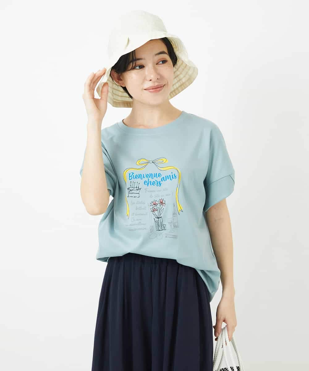 NSKHC91190 Maison de CINQ(メゾン ドゥ サンク) プリント刺繍コットンTシャツ パープル