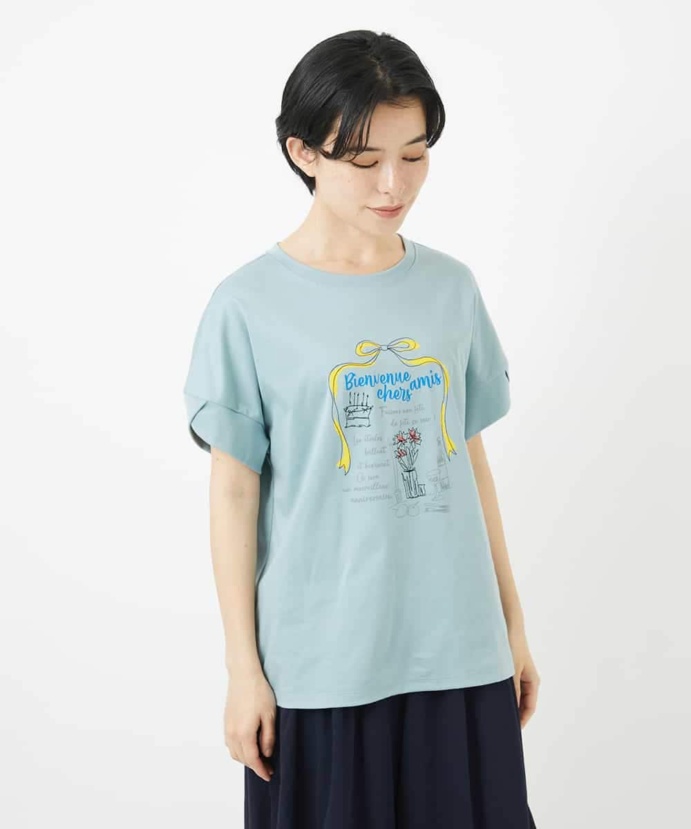 NSKHC91190 Maison de CINQ(メゾン ドゥ サンク) プリント刺繍コットンTシャツ パープル