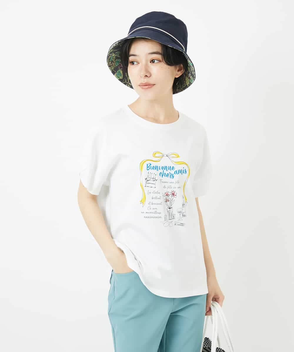 NSKHC91190 Maison de CINQ(メゾン ドゥ サンク) プリント刺繍コットンTシャツ パープル
