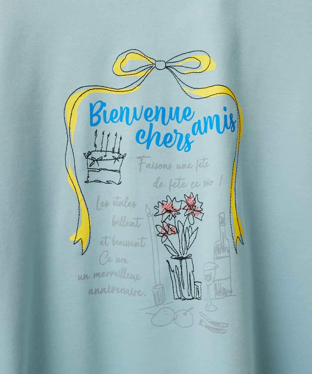 NSKHC91190 Maison de CINQ(メゾン ドゥ サンク) プリント刺繍コットンTシャツ パープル