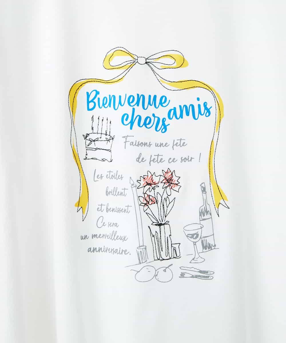 NSKHC91190 Maison de CINQ(メゾン ドゥ サンク) プリント刺繍コットンTシャツ パープル