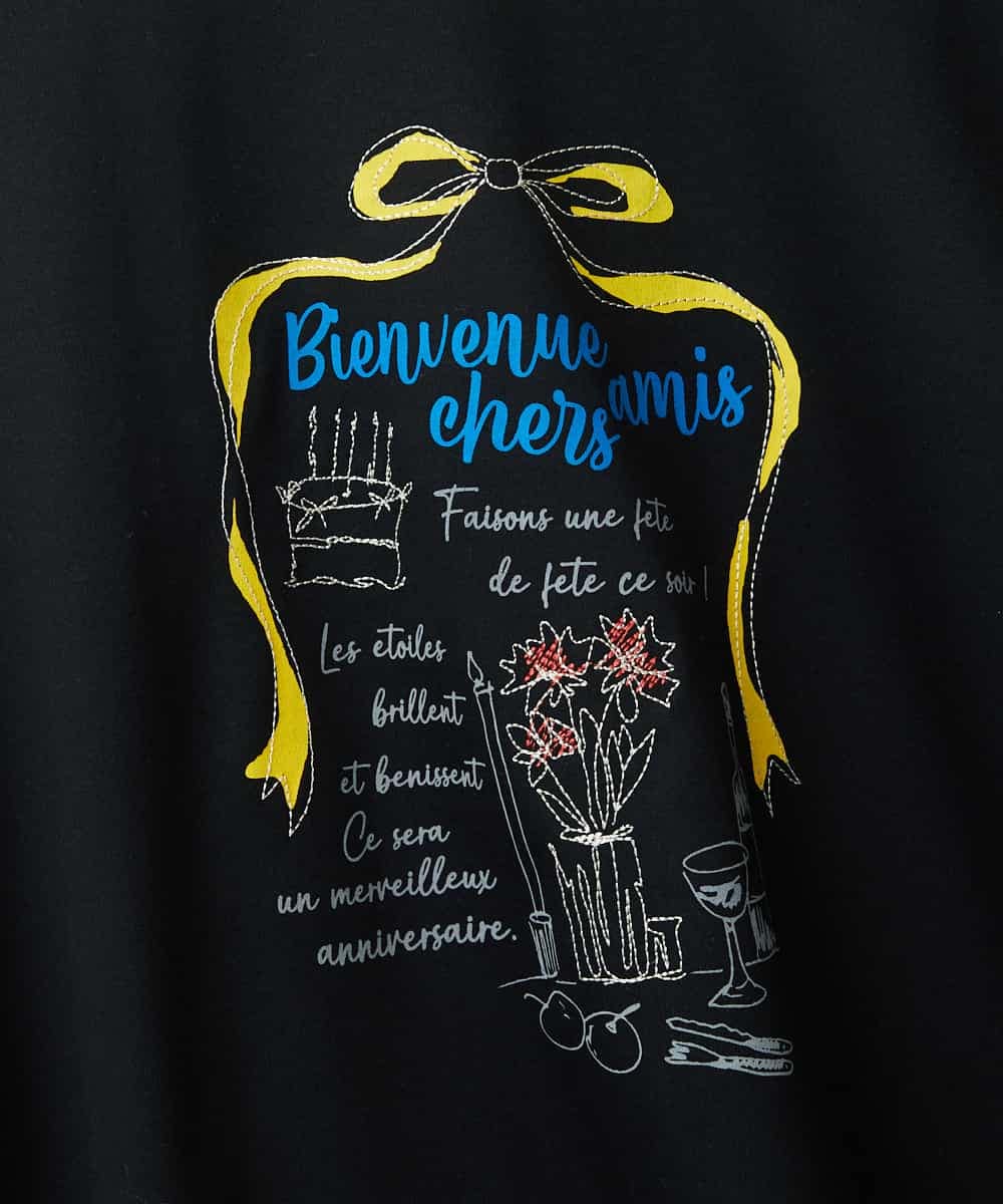 NSKHC91190 Maison de CINQ(メゾン ドゥ サンク) プリント刺繍コットンTシャツ パープル