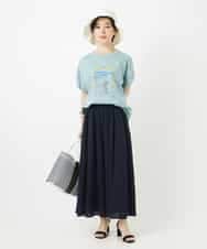 NSKHC91190 Maison de CINQ(メゾン ドゥ サンク) プリント刺繍コットンTシャツ パープル
