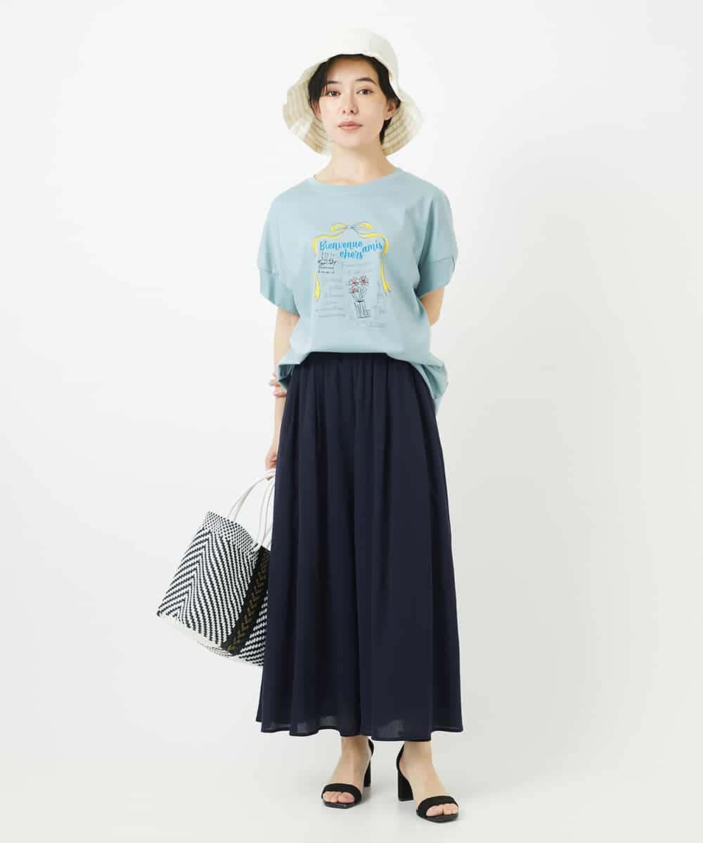 NSKHC91190 Maison de CINQ(メゾン ドゥ サンク) プリント刺繍コットンTシャツ パープル