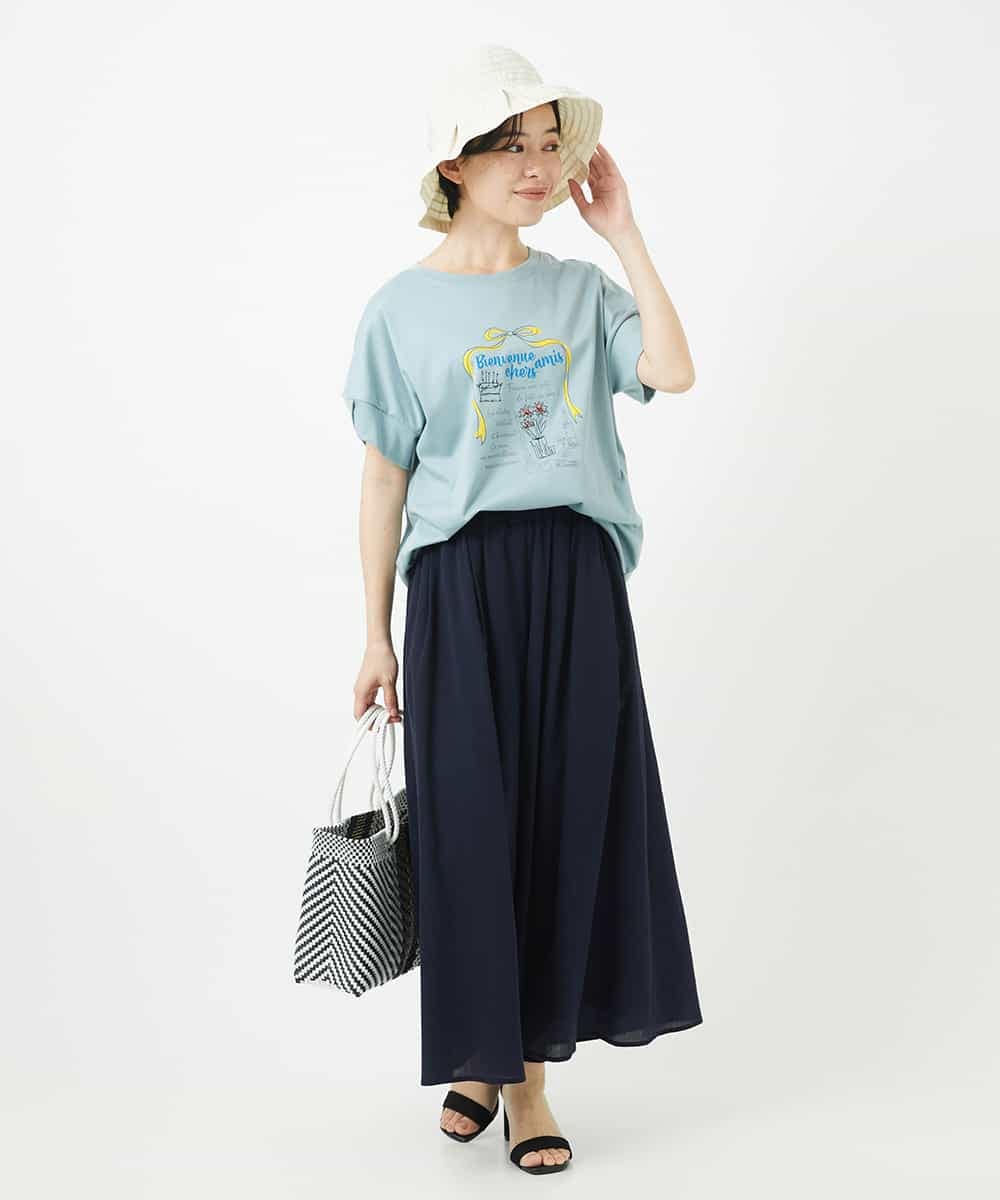 NSKHC91190 Maison de CINQ(メゾン ドゥ サンク) プリント刺繍コットンTシャツ パープル