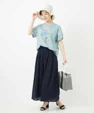 NSKHC91190 Maison de CINQ(メゾン ドゥ サンク) プリント刺繍コットンTシャツ パープル